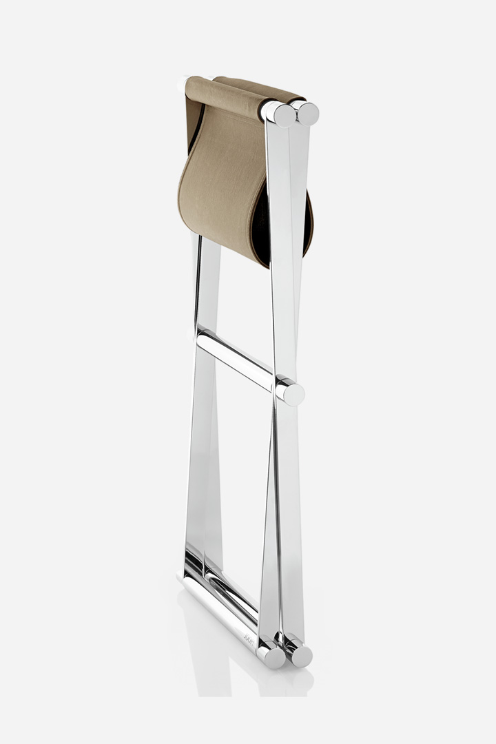 Leads to product detail page "JOOP! BATHLINE Leather-look Bathroom Stool in Chrome/Stone Grey"