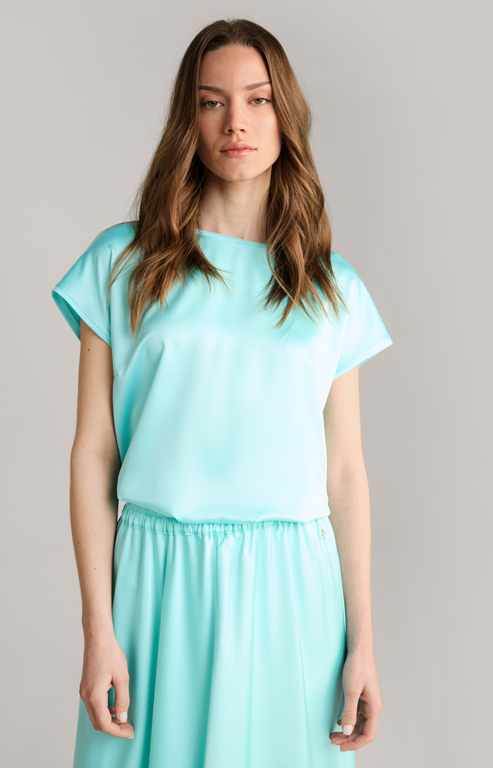 Satin Blouse Shirt in Turquoise