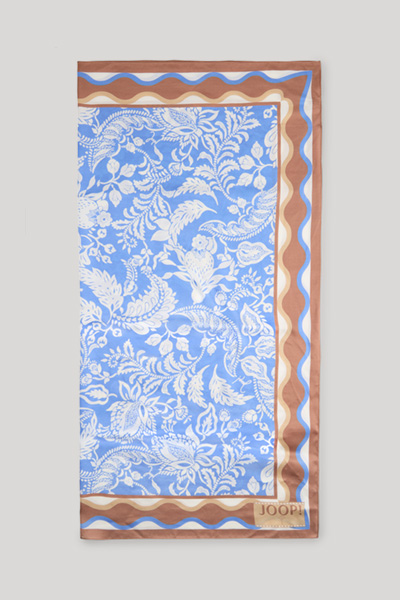 Tuch Augusta in Hellblau/Braun gemustert