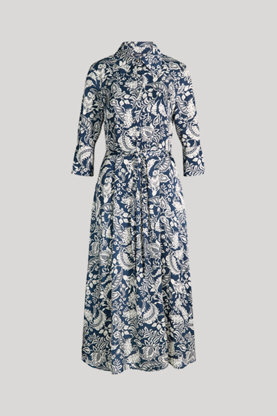 Hemdblusenkleid Danysa in Navy/Weiß gemustert