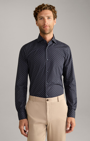 Pai Shirt in Dark Blue, patterned