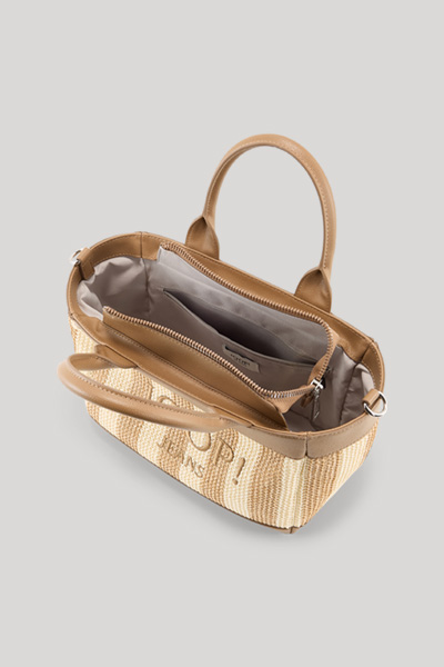 Führt zu Produktdetailseite „Handtasche Calduccio Spiaggia Yvette in Beige/Hellbraun gestreift"