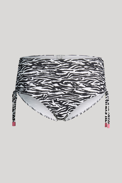 High-Waist-Bikinihose in Schwarz/Weiß Tiger