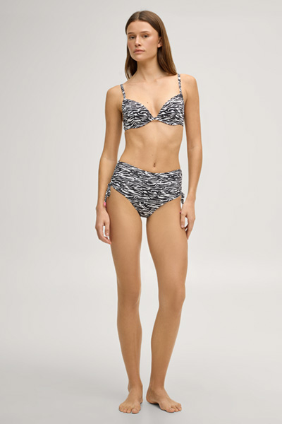 Ironed bikini top in black/white tiger print