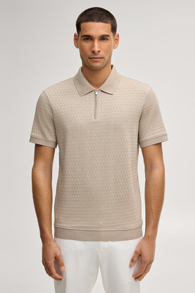 Franciscojose zip polo shirt in structured beige