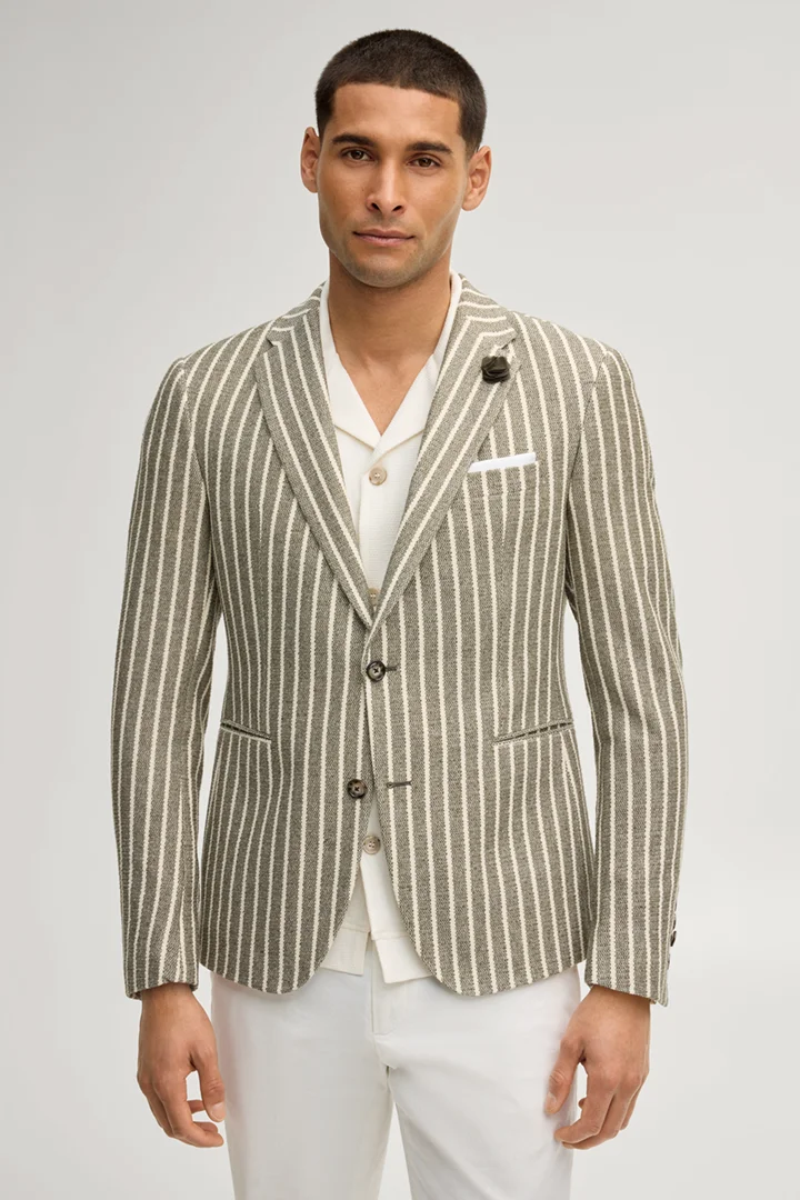 Führt zu Produktdetailseite „Sakko Hawksley in Khaki gestreift"