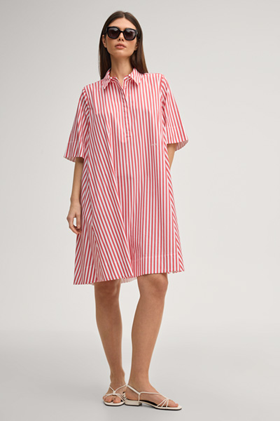 Hemdblusenkleid Doresa in Rot/ Weiß gestreift