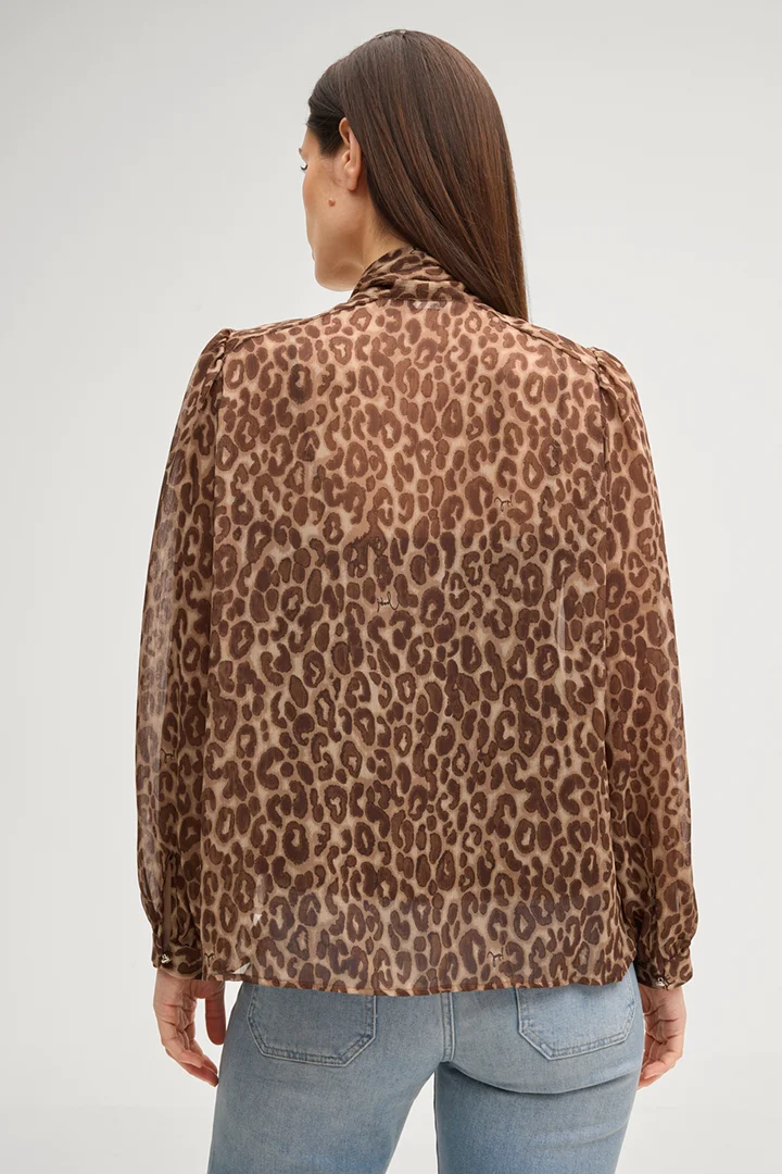 Bettina blouse in beige/brown leopard print