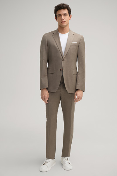 Blayr Wool Blend Modular Suit Trousers in Brown