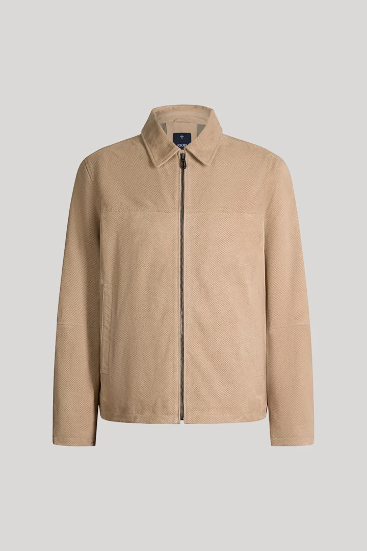 Leads to product detail page "Baks leather jacket in light beige"