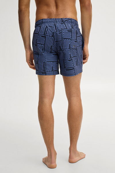 Dark blue patterned swim shorts