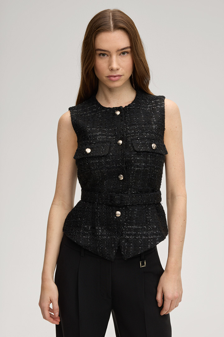 Führt zu Produktdetailseite „Weste Viola in Schwarz gemustert"