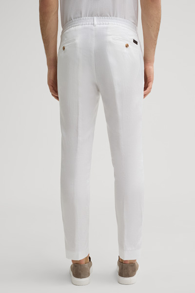 Lester Pleat-front Trousers in White