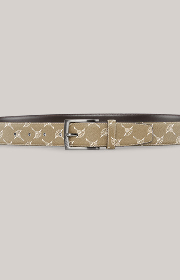 Leather Belt in Olive, patterned