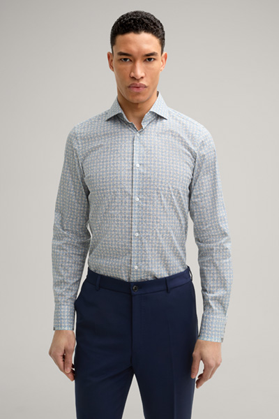 Ernest Shirt in a Blue/Beige Pattern