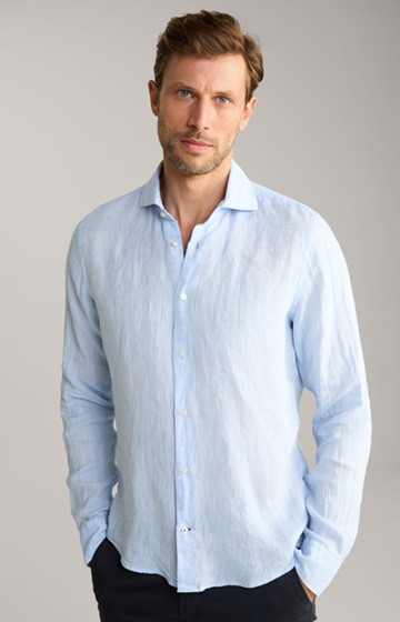 Lniana koszula Pai w kolorze jasnoniebieskim z efektem melanżu