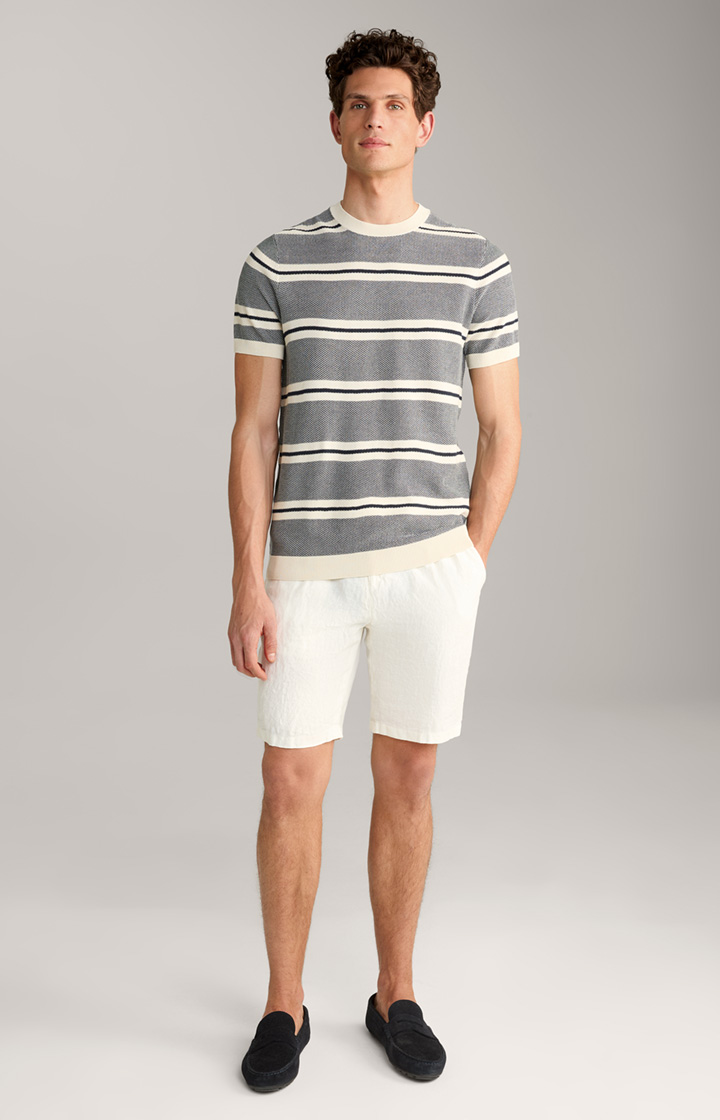 Vico Knitted Shirt in Navy/Off-white Stripes