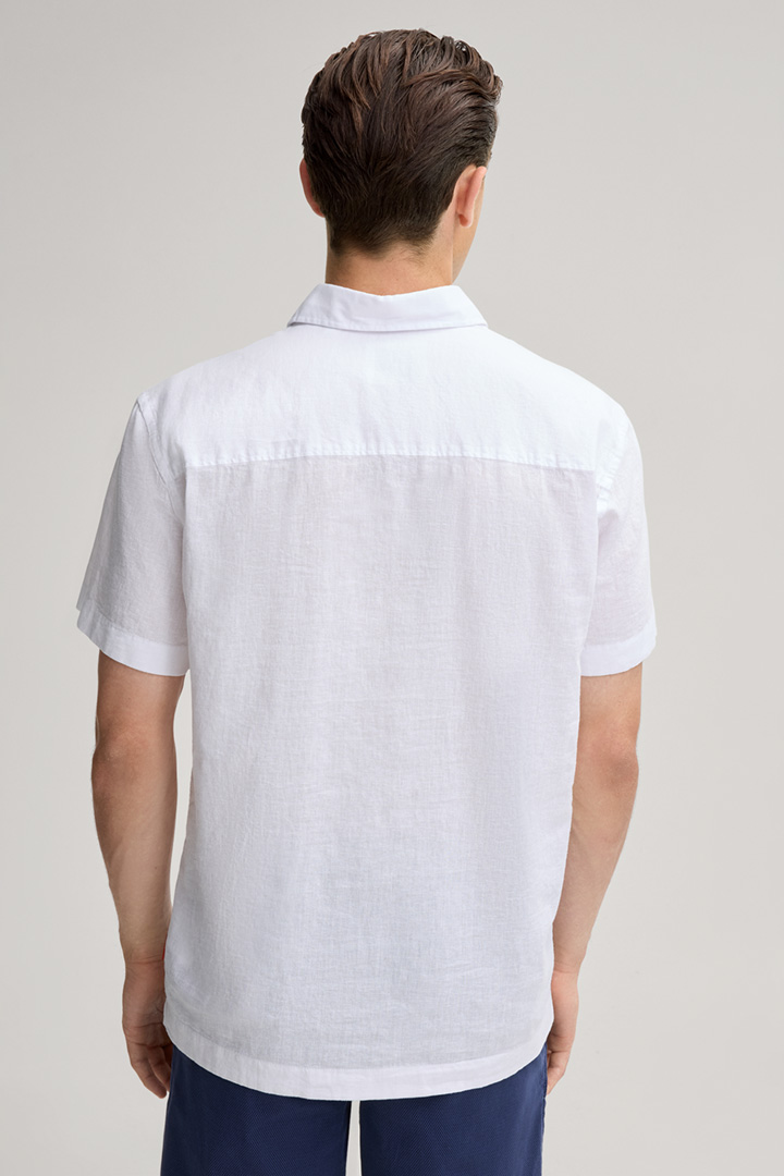 Linen blend short sleeve shirt Haris in white