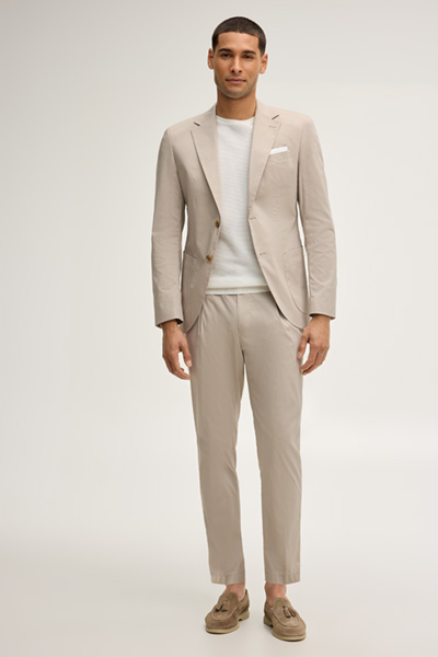 Lester modular suit trousers in brown/cream