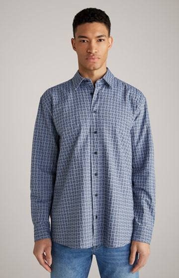 Hale Cotton Shirt in a Blue Pattern