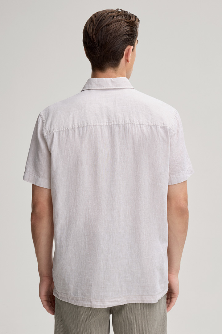 Linen blend short sleeve shirt Haris in light beige
