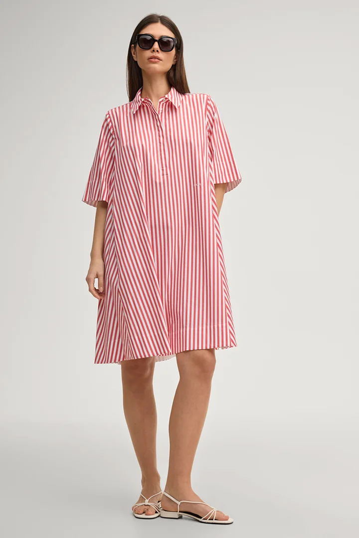 Führt zu Produktdetailseite „Hemdblusenkleid Doresa in Rot/ Weiß gestreift"