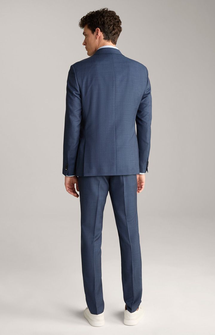 Damon-Gun Virgin Wool Suit in Dark Blue Textured