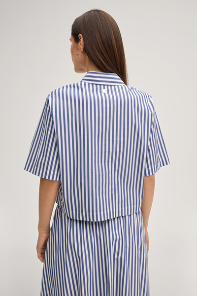 Hemdbluse Bette in Navy/Weiß gestreift