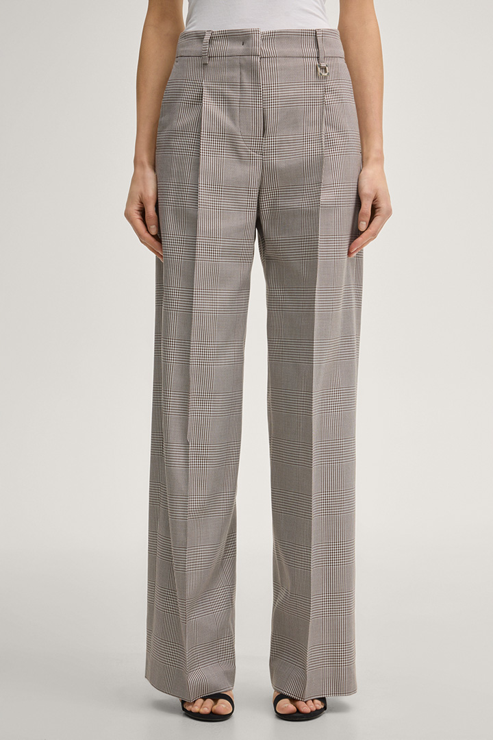 Führt zu Produktdetailseite „Bundfaltenhose Paris in Creme/Braun kariert"