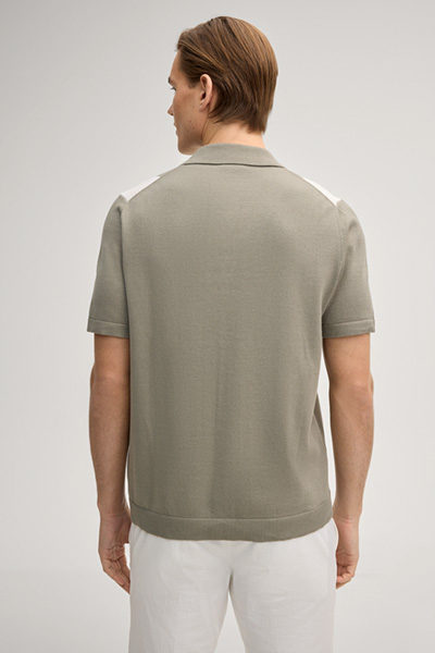 Galvo knitted shirt in khaki/ecru stripes