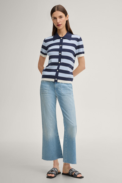 Kasha Polo Shirt in Navy/Light Blue Stripes