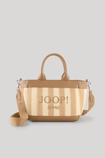 Führt zu Produktdetailseite „Handtasche Calduccio Spiaggia Yvette in Beige/Hellbraun gestreift"