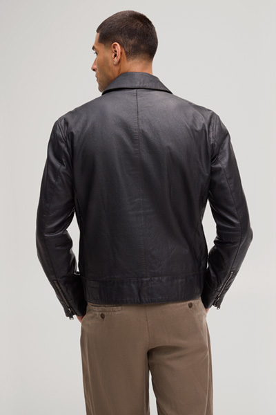 Aleks leather jacket in dark brown