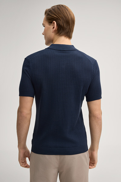 Vanceo polo shirt in dark blue structured fabric