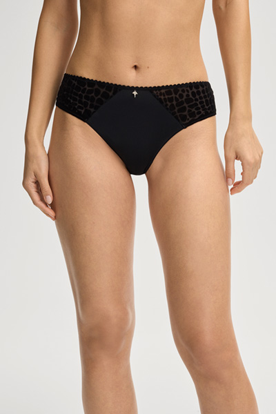 Brazilian Briefs in a Black Crocodile Pattern