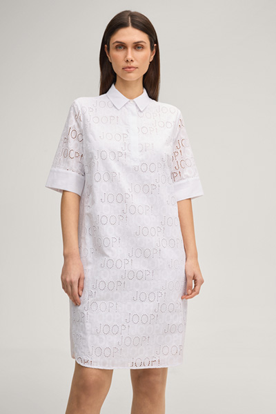 Deria shirt dress in white with logo pattern