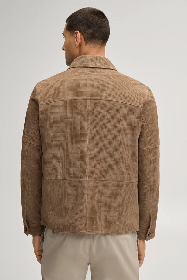 Führt zu Produktdetailseite „Leder-Hemdjacke Rill in Taupe"