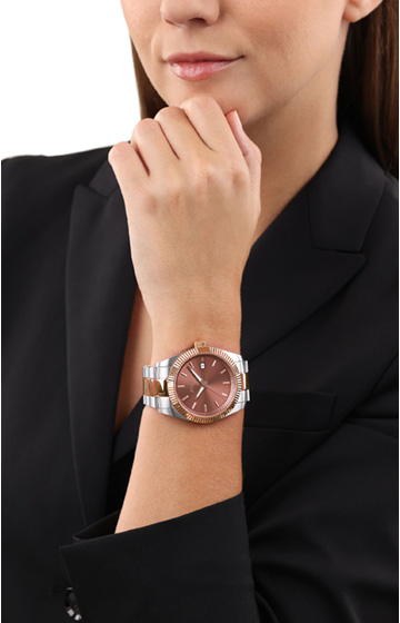 Unisex wristwatch in silver/rose gold