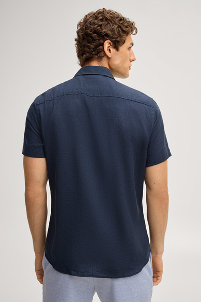 Leads to product detail page "Pit Short-Sleeve Linen-Blend Shirt in navy"