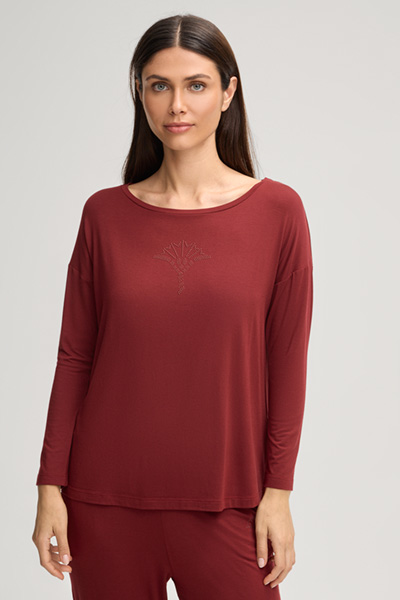 Longsleeve in Dunkelrot