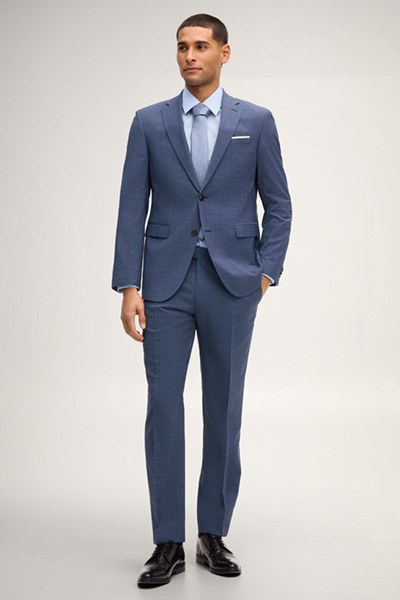 Baukasten-Anzughose Brad in Dunkelblau strukturiert