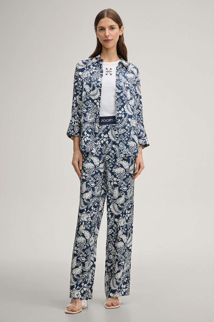 Bluse Bärbel in Navy/Weiß gemustert