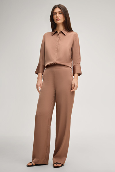 Bärbel satin shirt blouse in light brown