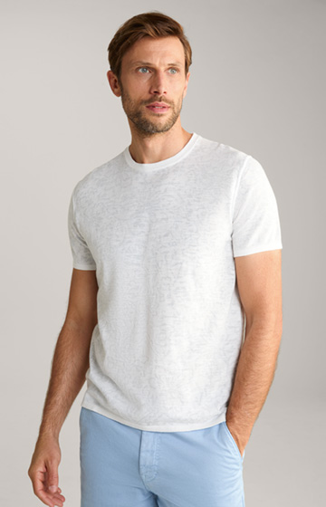 T-Shirt Pieron in Weiß gemustert