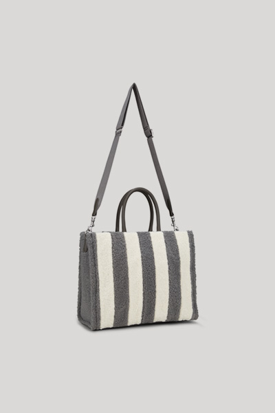 Squadra Aurelia Handbag in Beige/Grey Stripe