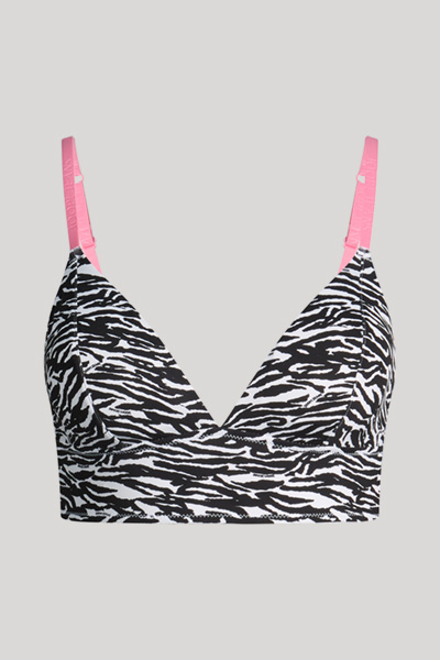 Triangle bralette with animal print in black and white