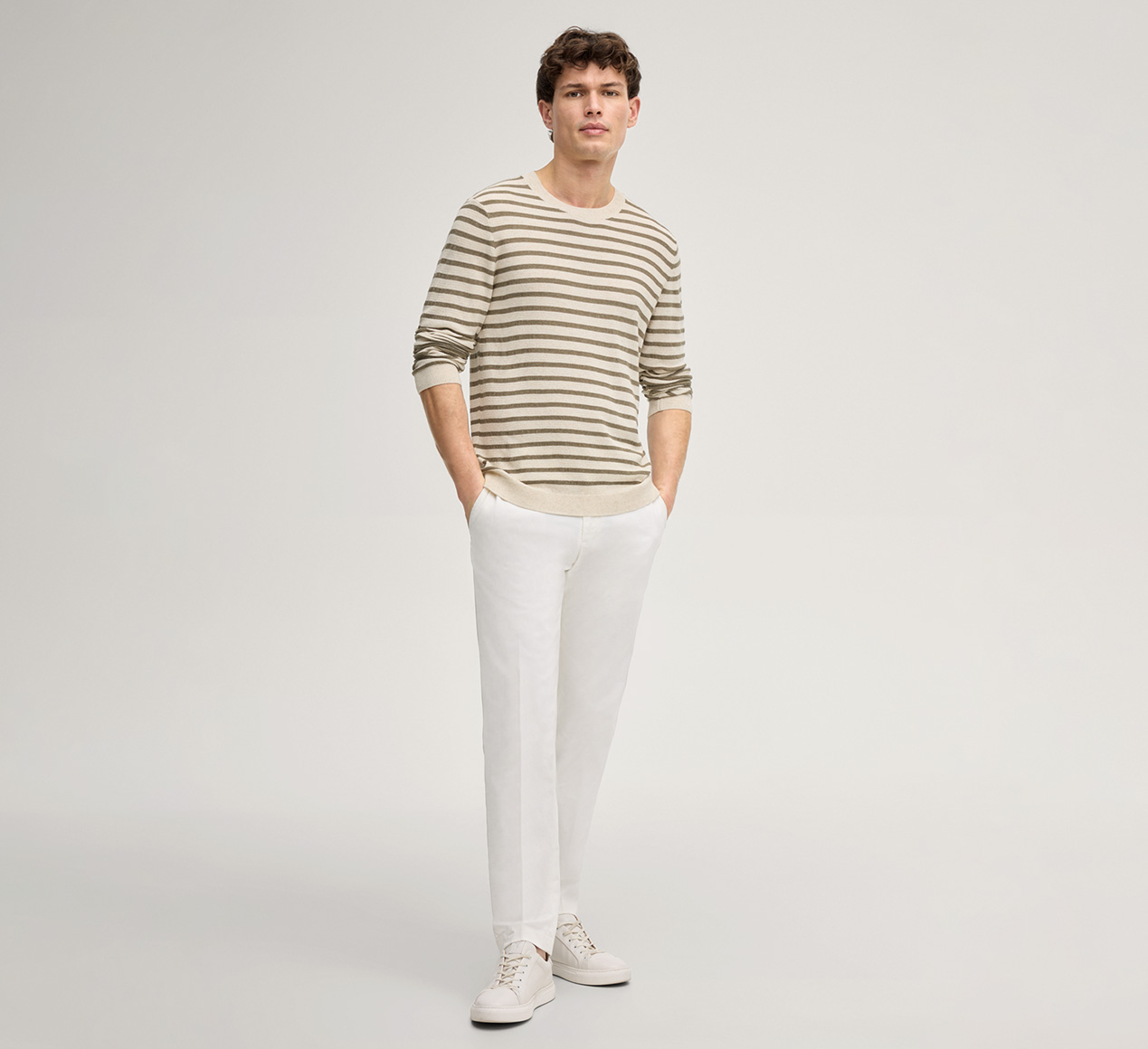 JOOP! präsentiert das Produkt Pullover Malior in Beige/Offwhite gestreift aus der Kategorie Strick