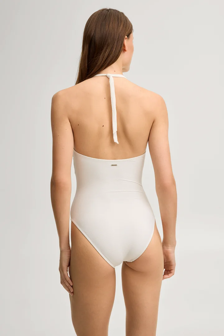 Führt zu Produktdetailseite „Neckholder-Badeanzug in Offwhite"