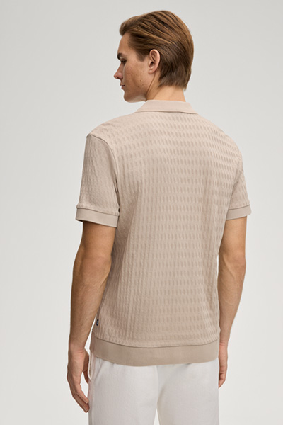 Poloshirt Cleison in Sand strukturiert