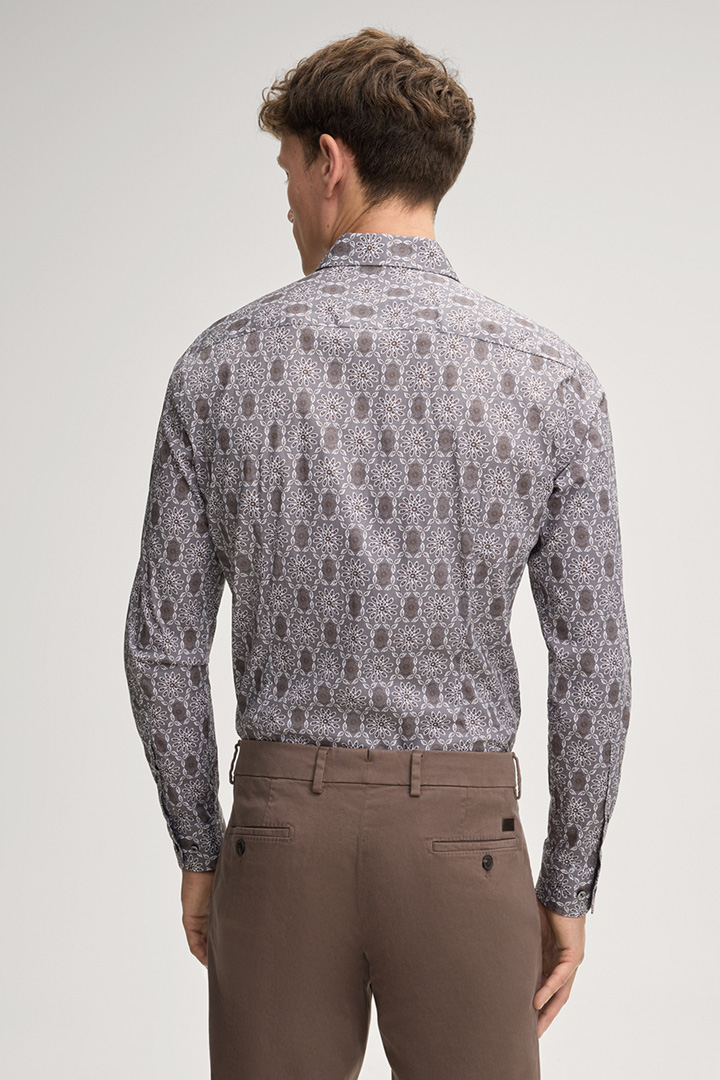 Hemd Pit in Weiß/Taupe gemustert